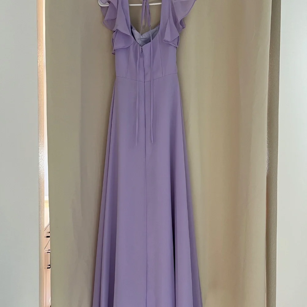 Azazie Bondi Lilac A-Line Ruffled Chiffon Dress - Picture 5 of 7